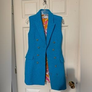 Zara Womens Double Breasted Sleeveless Blazer Dress Blue size XS